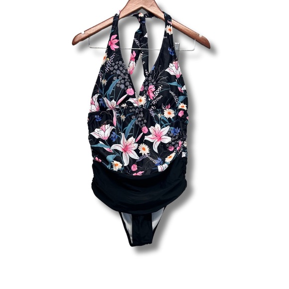Beachsissi Floral Print V Neck Halter Women’s One Piece Swimwear Large Multi - Picture 1 of 7